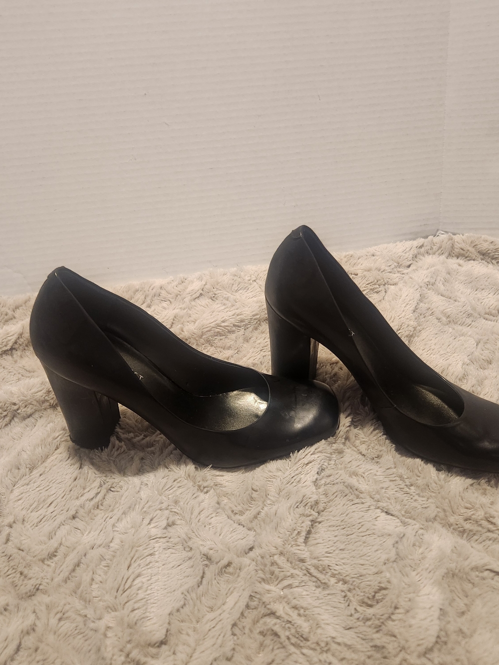 Nine West Burgundy Square-Toe Block Heel Pumps - Picture 7 of 8